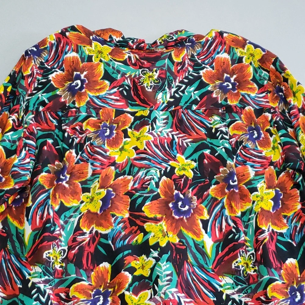Chorus Girl Vintage 90s Beaded Floral Rayon Button Up Shirt Womens 22 Plus Size - Picture 12 of 14